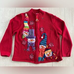 Vintage Tiara International Vintage Collection Christmas Sweater Snowman size XL